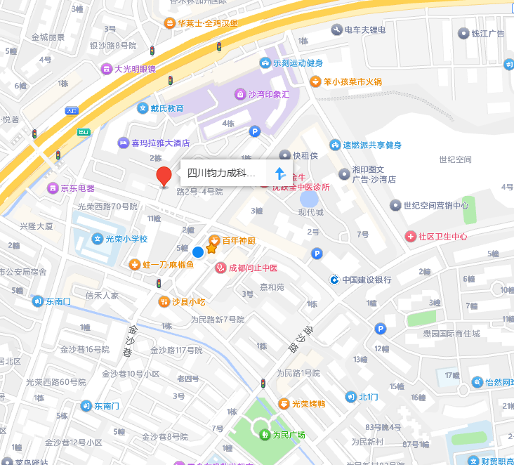 公司位置：四川省成都市金牛区朝阳朗香广场 2904 周边地图示意